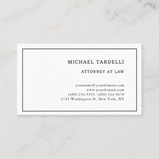 Advocaten bij Minimalist Classical Professional Visitekaartje (Voorkant)