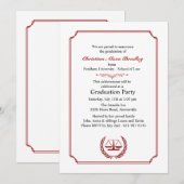 Advocaten Corner Red Afstuderen Invitation Kaart (Voorkant / Achterkant)