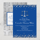 Advocatenrecht School Graduparty Silver Blue Kaart (Voorkant / Achterkant)