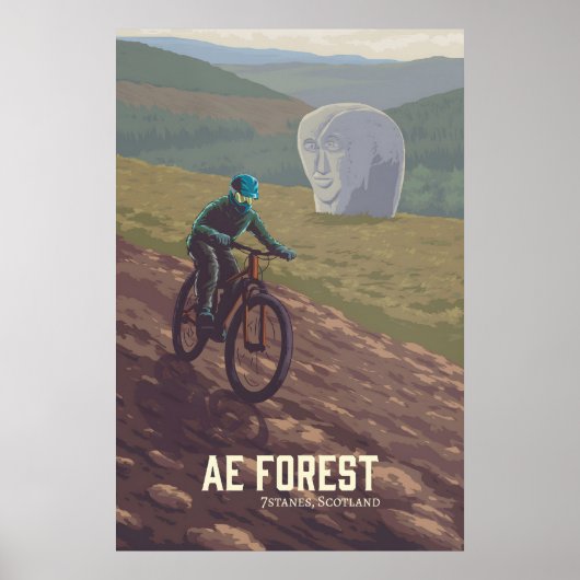 Ae Forest Mountainbike Reclameposter Poster (Voorkant)
