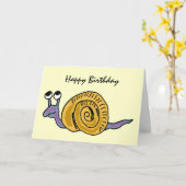 AE- Funny Snail Verjaardag Kaart (Gele Bloem)