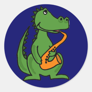 AE-gator die de saxofone stickers afspeelt
