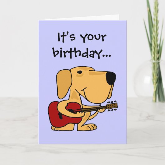 AE- Hond die gitaar speelt Happy Birthday Kaart (Voorkant)