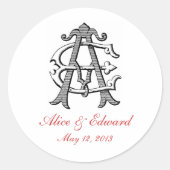 AE  Monogram Wedding Sticker (Voorkant)