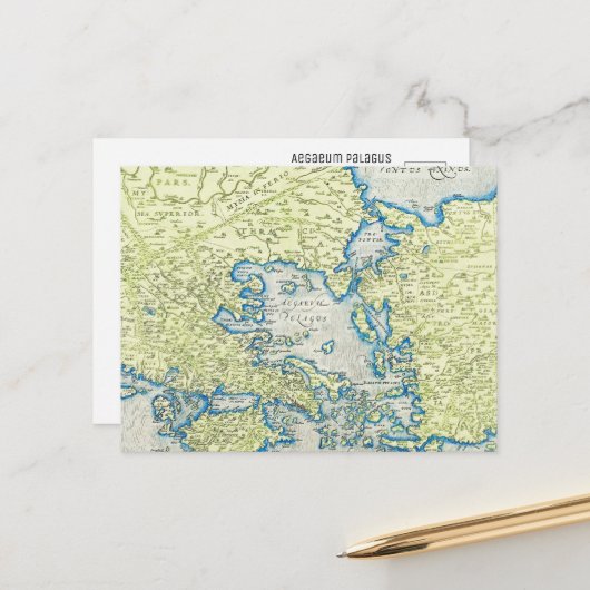 Aegaeum Pelagus Oude Wereldkaart Briefkaart (Voorkant / Achterkant in situ)