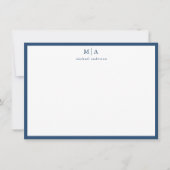 Aegean Blue Classic Border Monogram Correspondenti Notitiekaartje (Voorkant)