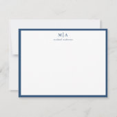 Aegean Blue Classic Border Monogram Correspondenti Notitiekaartje (Voorkant)