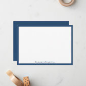 Aegean Blue Elegant Modern Flat Note Card Notitiekaartje (Voorkant / Achterkant in situ)