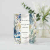Aegean Blue Santorini Save The Date Postkaart (Staand voorkant)