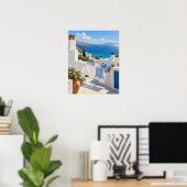 Aegean Rooftop Wasmachine Kunstprint Poster (Thuiskantoor)