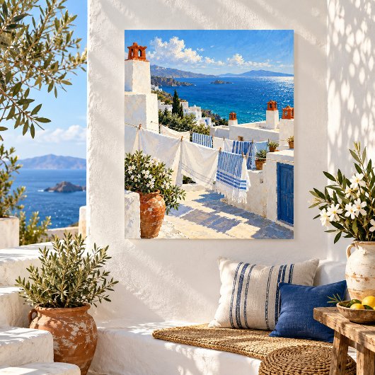 Aegean Rooftop Wasmachine Kunstprint Poster