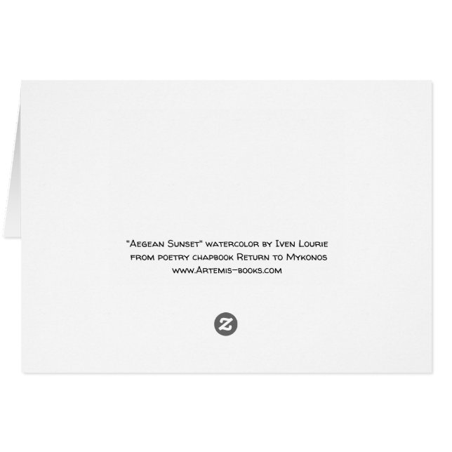 Aegean Sunset waterverf card (Achterkant Horizontaal)