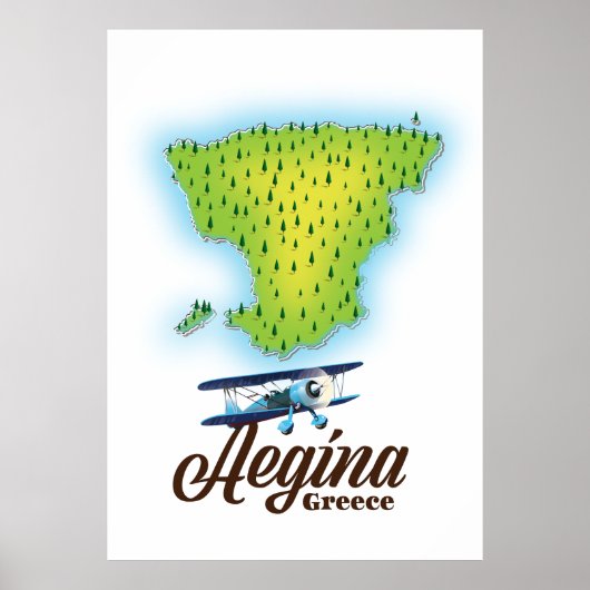 Aegina Griekenland - eilandkaart Poster (Voorkant)