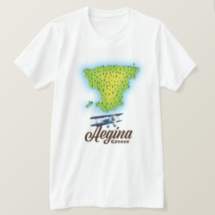 Aegina Griekenland - eilandkaart T-shirt
