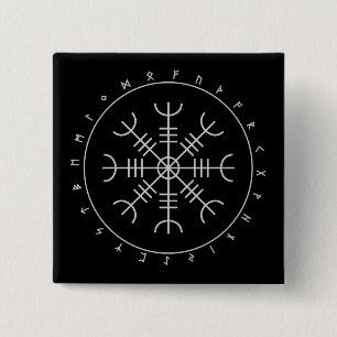 Aegishjalmr Runen Knoppen Vierkante Button 5,1 Cm