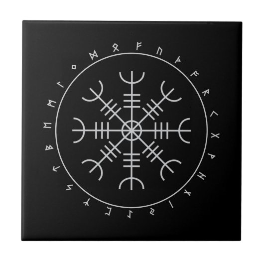 Aegishjalmr Runes Ceramic Tiles Tegeltje (Voorkant)