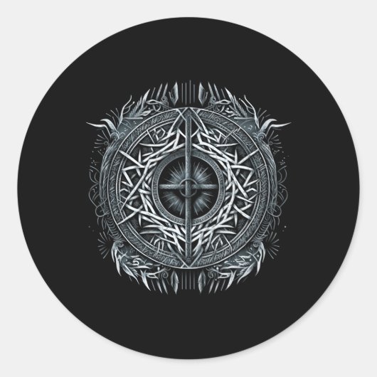 Aegishjalmur North Valhalla Noordse mythologie Ronde Sticker (Voorkant)
