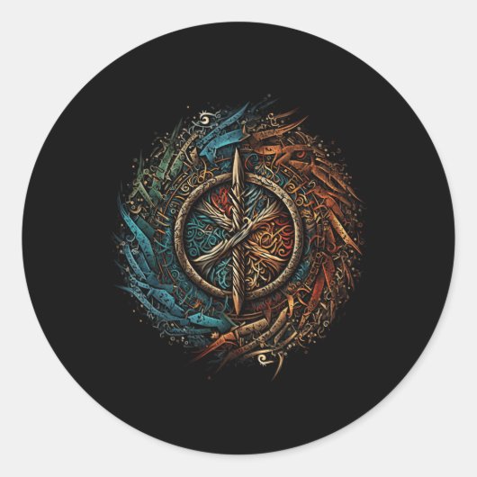 Aegishjalmur North Valhalla Noordse mythologie Ronde Sticker (Voorkant)