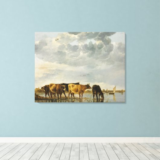 Aelbert Cuyp - Koeien in een rivier Canvas Afdruk (Insitu (Houten vloer))
