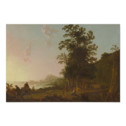 Aelbert Cuyp - Landschap met de vlucht naar Egypte Foto Afdruk (Voorkant)