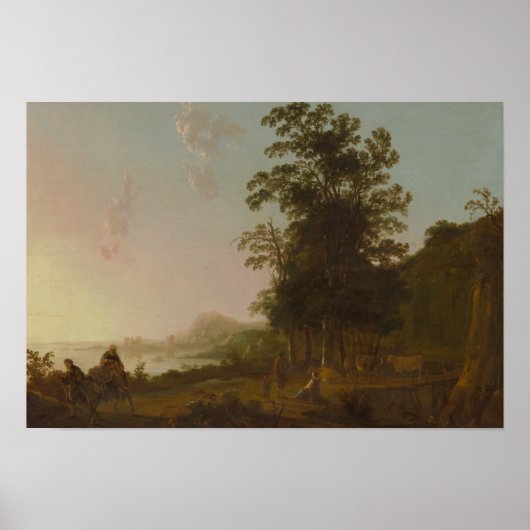 Aelbert Cuyp - Landschap met de vlucht naar Egypte Poster (Voorkant)