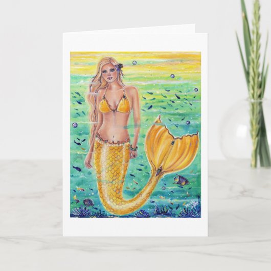 Aelia Yellow mermaid art van Renee L. Lavoie Kaart (Voorkant)