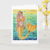 Aelia Yellow mermaid art van Renee L. Lavoie Kaart (Gele Bloem)