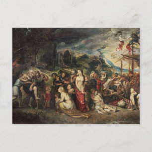 Aeneas bereidt zich voor om de Trojanen naar balli Briefkaart