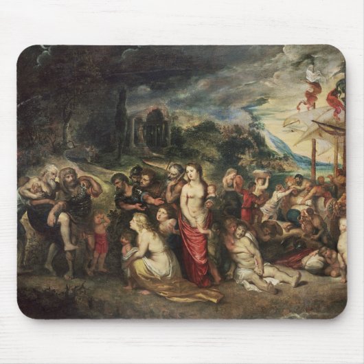 Aeneas bereidt zich voor om de Trojanen naar balli Muismat (Voorkant)