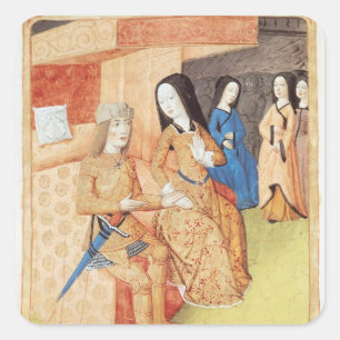 Aeneas en Dido, uit de werken van Virgil Vierkante Sticker