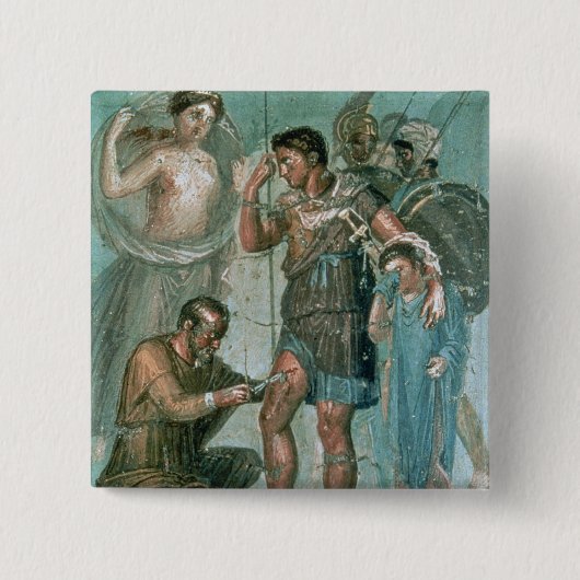 Aeneas gewond bij Pompeii Vierkante Button 5,1 Cm (Voorkant)