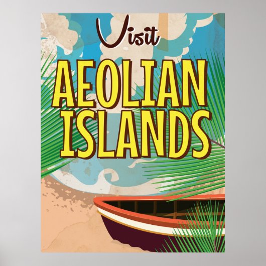 Aeolische Eilanden vintage reisposter Poster (Voorkant)