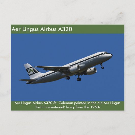 Aer Lingus Airbus A320 afbeelding voor briefkaart (Voorkant)