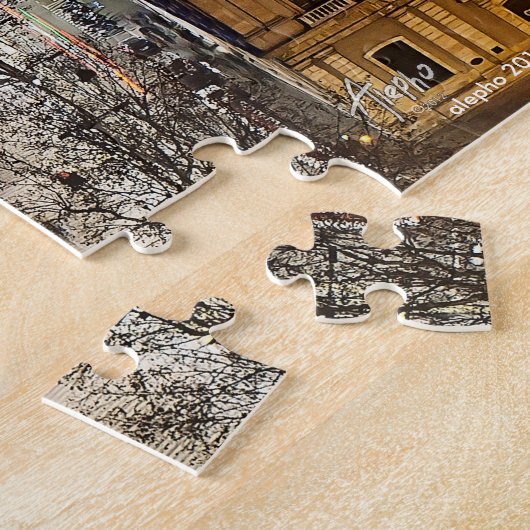 Aereal night view of La Rambla in Barcelona, Spain Legpuzzel (Zijkant)