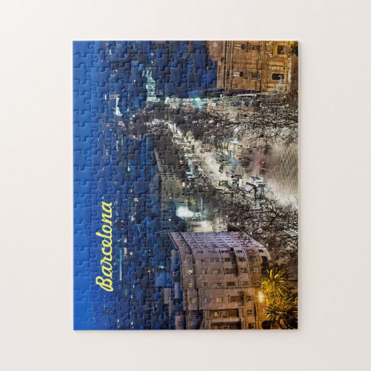 Aereal night view of La Rambla in Barcelona, Spain Legpuzzel (Verticaal)