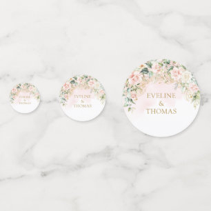 Aereal zacht roze rozen groen goud bruiloft confetti