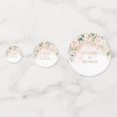 Aereal zacht roze rozen groen goud bruiloft confetti (Voorkanten)