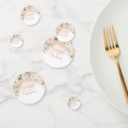 Aereal zacht roze rozen groen goud bruiloft confetti (Groep)