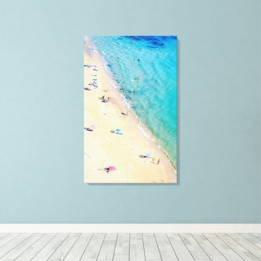Aerial Beach Photo, Turquoise Vertical Canvas (Insitu (Houten vloer))