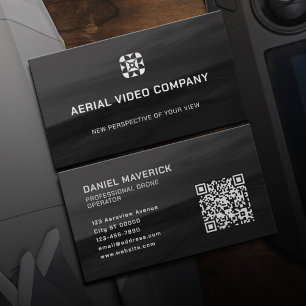 Aerial black tone drone logo visitekaartje