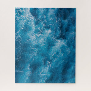 Aerial Blue Ocean Waves Crashing Legpuzzel