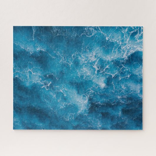 Aerial Blue Ocean Waves Crashing Legpuzzel (Horizontaal)