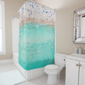 Aerial Bondi Beach, Sydney, zomer. Douchegordijn (In situ)