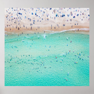 Aerial Bondi Beach, Sydney, zomer. Poster