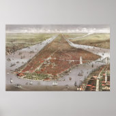 Aerial City Uitzicht Manhattan, New York, Verenigd Poster (Voorkant)