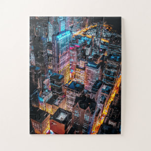 Aerial Cityscape at Night Legpuzzel