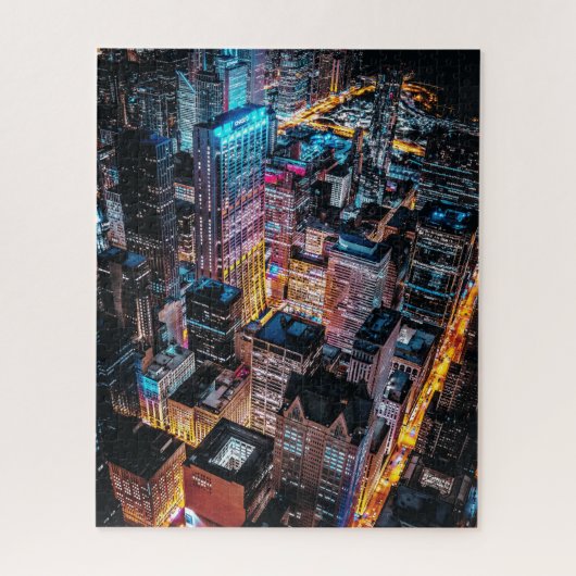 Aerial Cityscape Uitzicht at Night Legpuzzel (Verticaal)