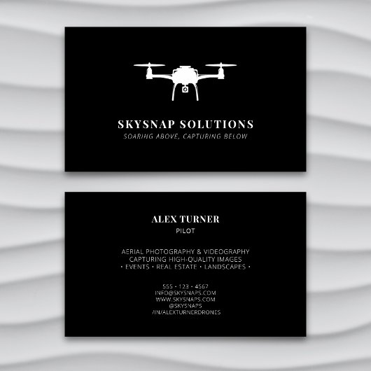 Aerial Drone Fotografie Videografie Modern Zwart Visitekaartje