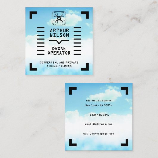 Aerial filming HUD view drone Vierkante Visitekaartje (Voorkant / Achterkant)