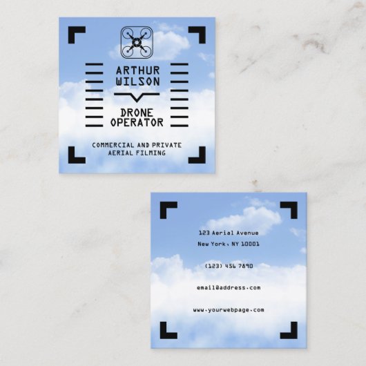 Aerial filming HUD view drone Vierkante Visitekaartje (Voorkant / Achterkant)